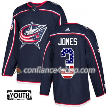 Adidas Maillot de Hockey Blue Jackets Seth Jones 3 2017-2018 Bleu Marine USA Flag Fashion Authentic - Enfant